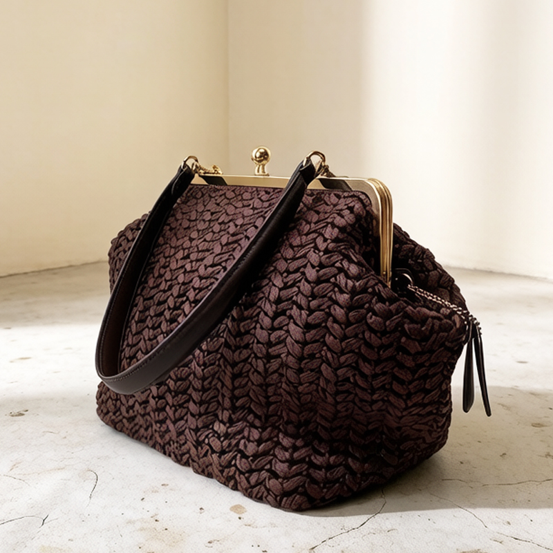 Women'S Raffia Bags - กระเป๋าสะพายชายหาดแบบถักมือพร้อมกรอบล็อคแบบ Kisslock สำหรับผู้หญิง กระเป๋าถือและกระเป๋าสะพายไหล่ดีไซน์หรูหรา รุ่นใหม่ปี 2026