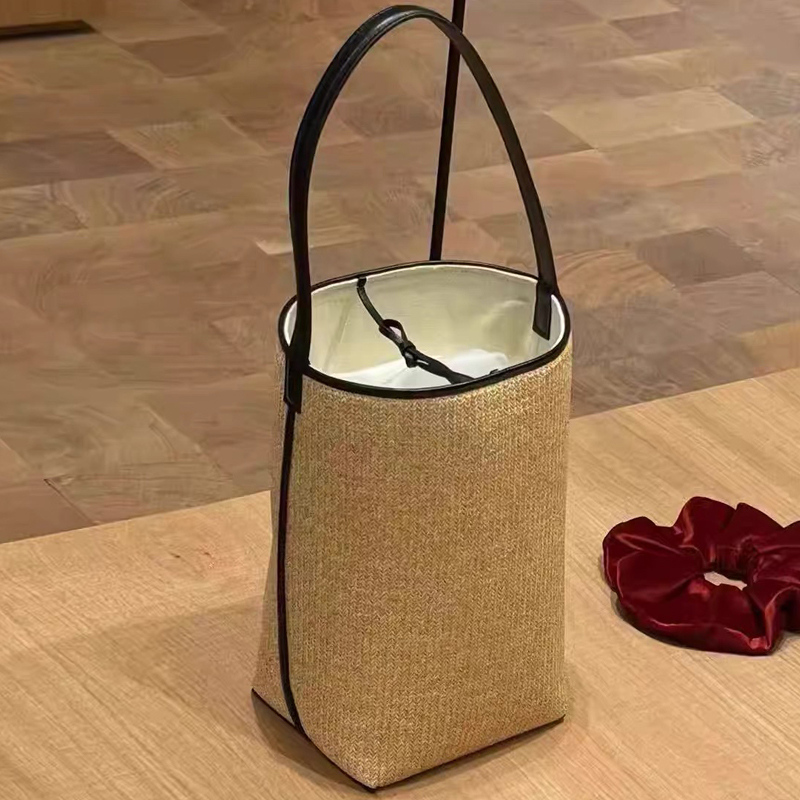 Women'S Raffia Bags - กระเป๋าถือสานราฟเฟียทรงถังขนาดเล็กสำหรับผู้หญิง กระเป๋าถือดีไซน์หรูหรา รุ่นใหม่ปี 2026 พร้อมหูหิ้วแบบหญ้า สะพายไหล่หรือถือก็ได้
