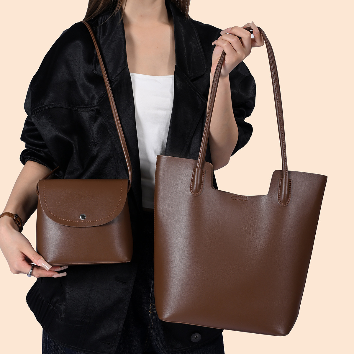 Women'S Bags Handbags - กระเป๋าสะพายไหล่หนัง PU สำหรับผู้หญิง กระเป๋าสะพายข้าง กระเป๋าถือแบบผสม 2
