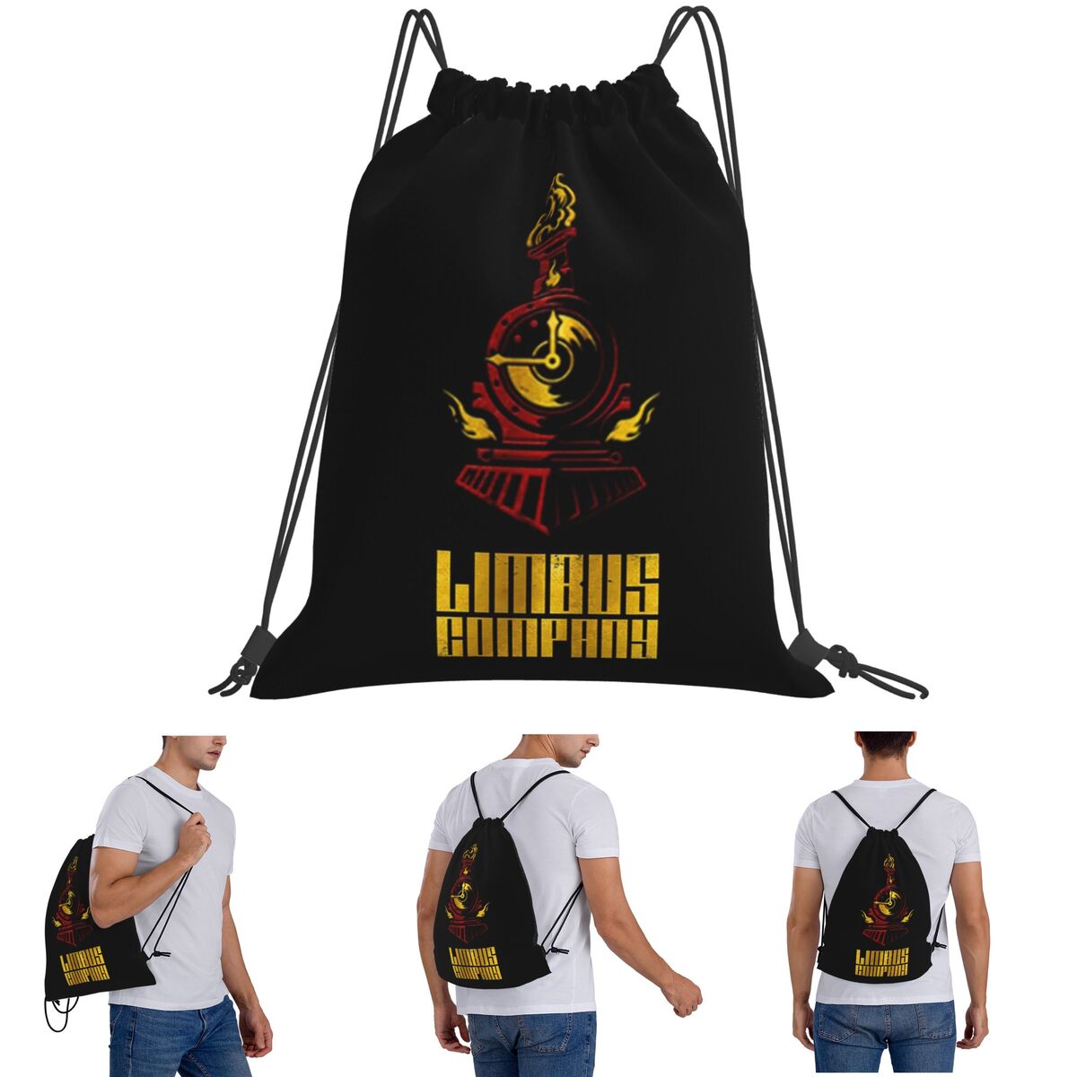 Women Bags Company - ลิมบัส คอมพานีกระเป๋าเป้สะพายหลังแบบลำลอง กระเป๋าใส่รองเท้าแบบมีเชือกรูด กระเป๋าใส่หนังสือสำหรับนักเรียนชายหญิง