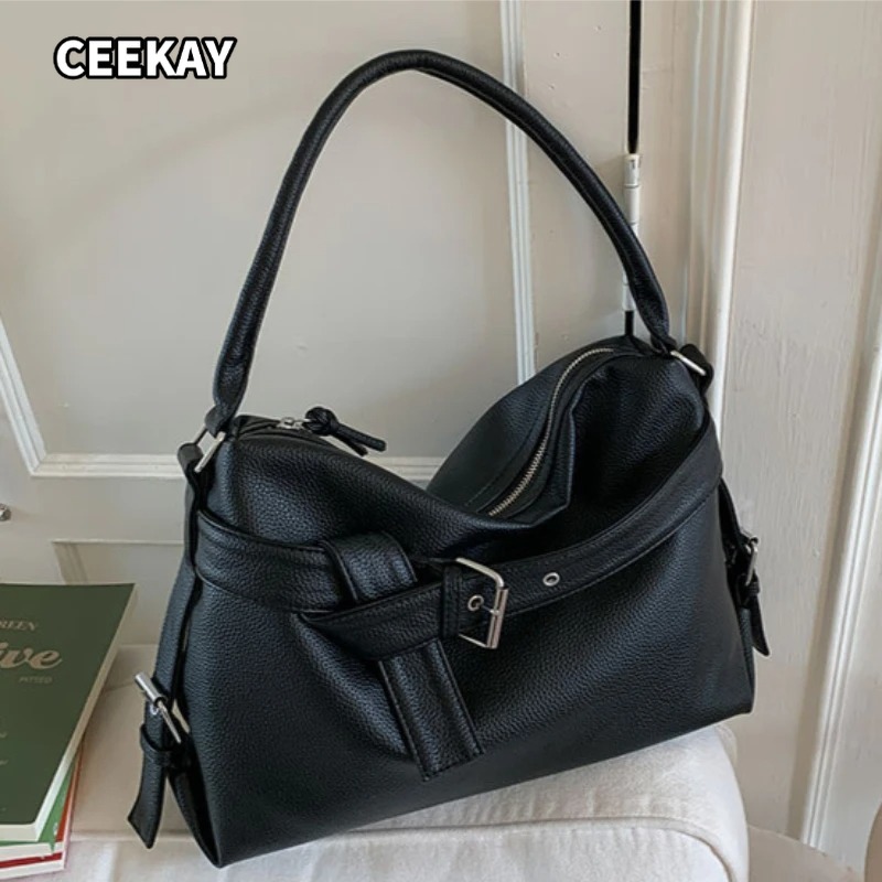 กระเป๋าโท้ทสีดำขนาดใหญ่ Y2k สำ - Women'S Young Bags บทวิจารณ์และราคา