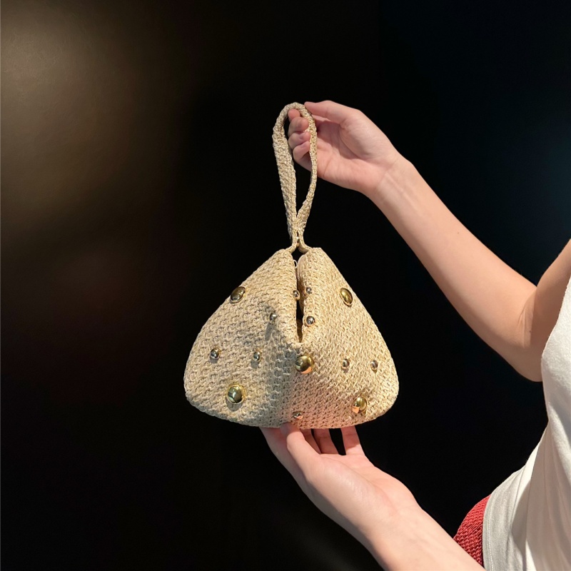 กระเป๋าคลัทช์ทรงสามเหลี่ยมสานจ - Women'S Raffia Bags บทวิจารณ์และราคา