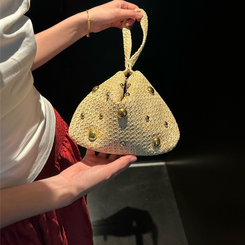 กระเป๋าคลัทช์ทรงสามเหลี่ยมสานจ - Women'S Raffia Bags บทวิจารณ์และราคา