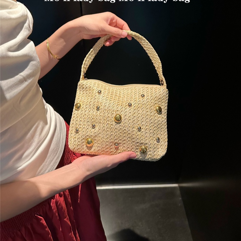 กระเป๋าคลัทช์ทรงสามเหลี่ยมสานจ - Women'S Raffia Bags บทวิจารณ์และราคา