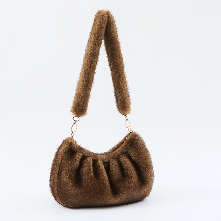 กระเป๋าสะพายไหล่ทรงคลาวด์ขนเฟอ - Women Bags Ru บทวิจารณ์และราคา