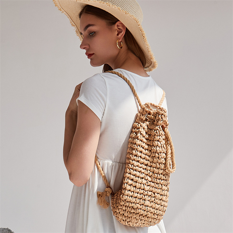 เป้สะพายหลังทำจากฟางลำลองสำหรั - Women'S Raffia Bags บทวิจารณ์และราคา