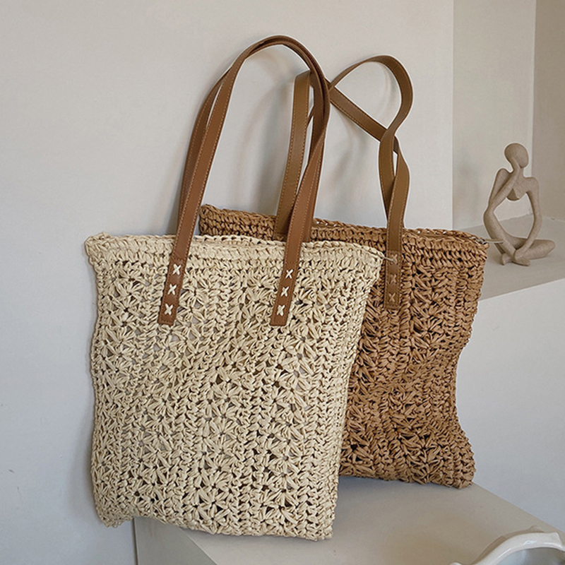 Square Hollow Straw กระเป๋าชาย - Women'S Raffia Bags บทวิจารณ์และราคา