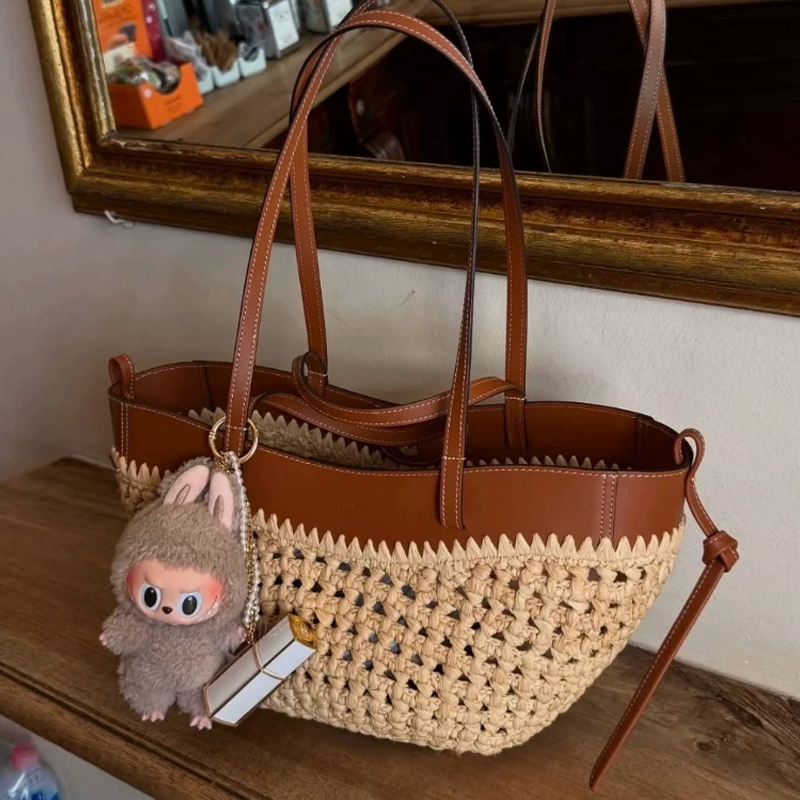 กระเป๋าถือสานลายฉลุสำหรับฤดูร้ - Women'S Raffia Bags บทวิจารณ์และราคา