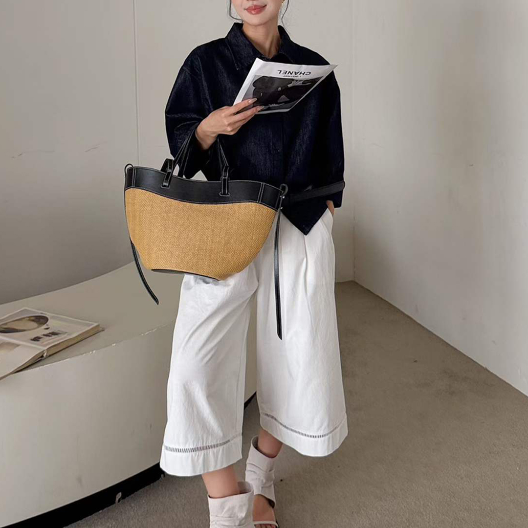 กระเป๋าถือหนังแท้ Mendy พร้อมด - Women'S Raffia Bags บทวิจารณ์และราคา